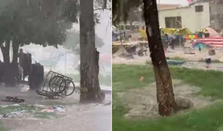 translated from Spanish: Storm with hail and prey destroy the tianguis in Gómez Palacio