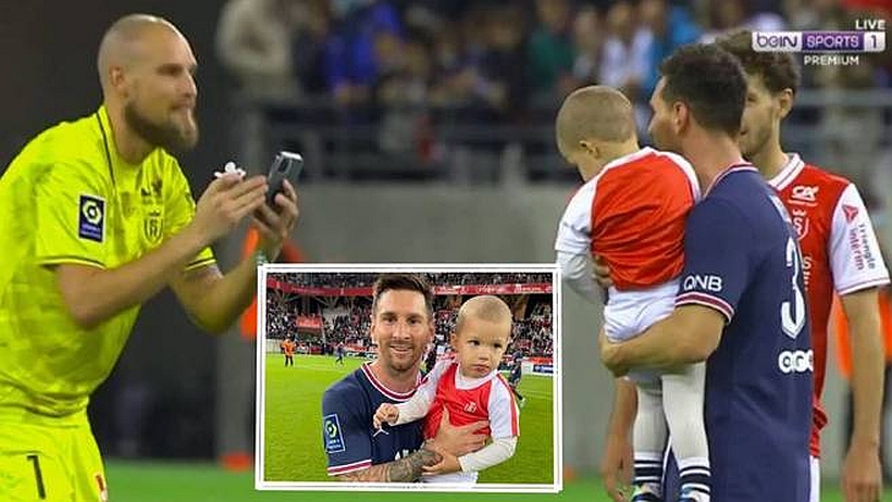 [VIRAL] Reims goalkeeper asks for a photo with his son to Messi after his debut for PSG