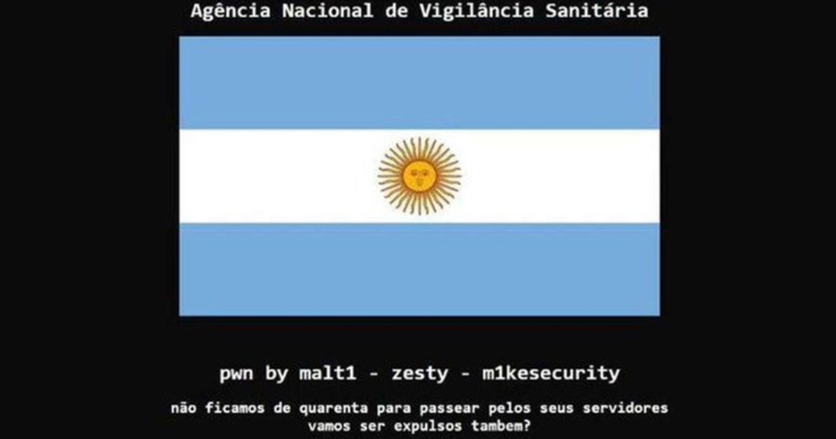 Hackearon la página de ANVISA y dejaron un mensaje en favor de Argentina