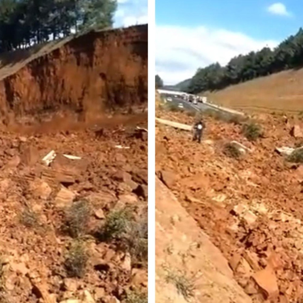 Se derrumba cerro en la autopista Siglo XXI de Michoacán