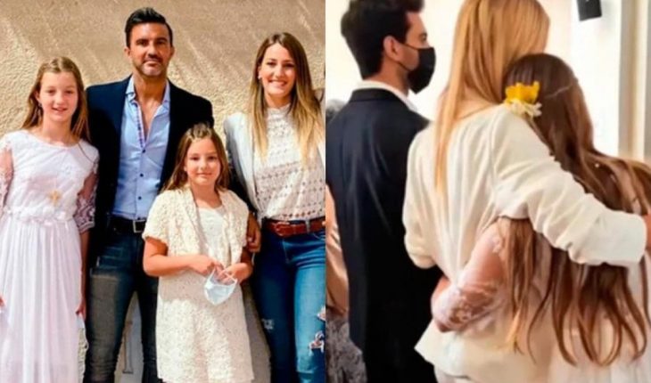 translated from Spanish: Cubero and Nicole Neumann reunited with their partners in a Communion