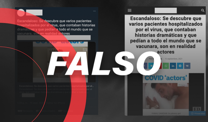 translated from Spanish: False, they did not discover that COVID patients in Australia are actors