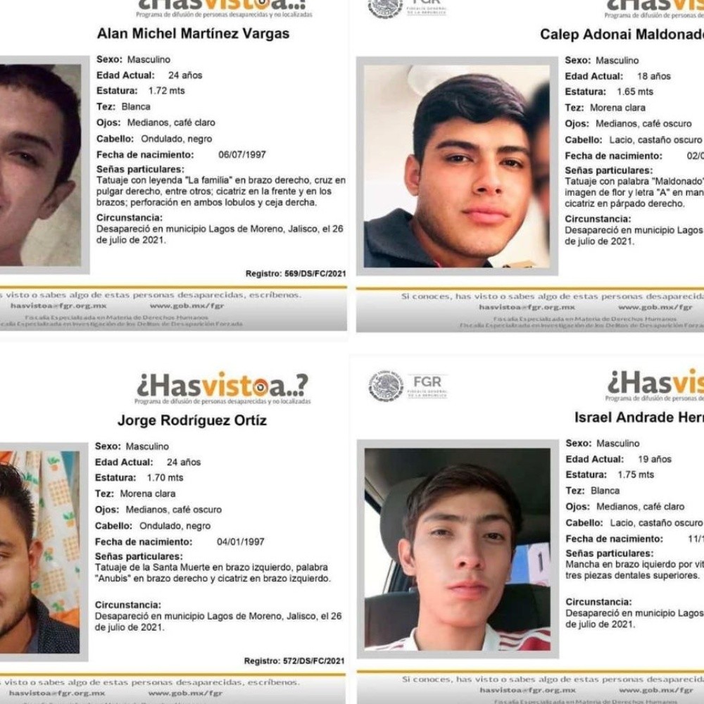 4 Young people from SLP disappear in Lagos de Moreno, Jalisco