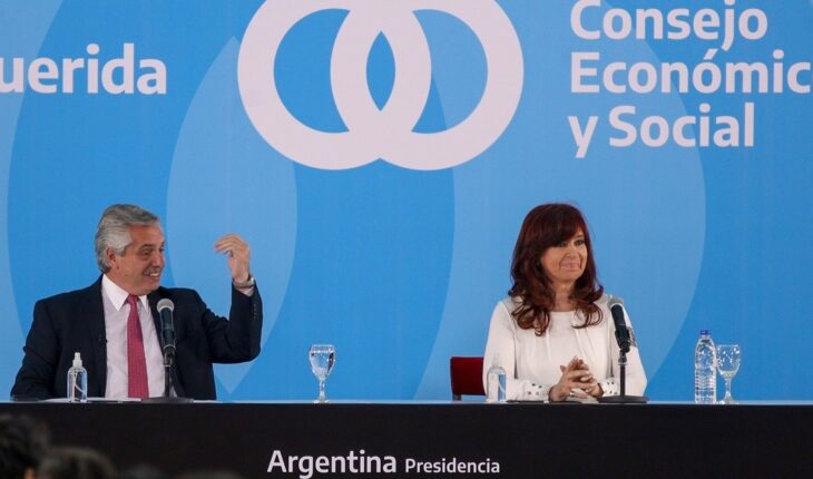 translated from Spanish: Alberto Fernández and Cristina Kirchner led an event together at Casa Rosada