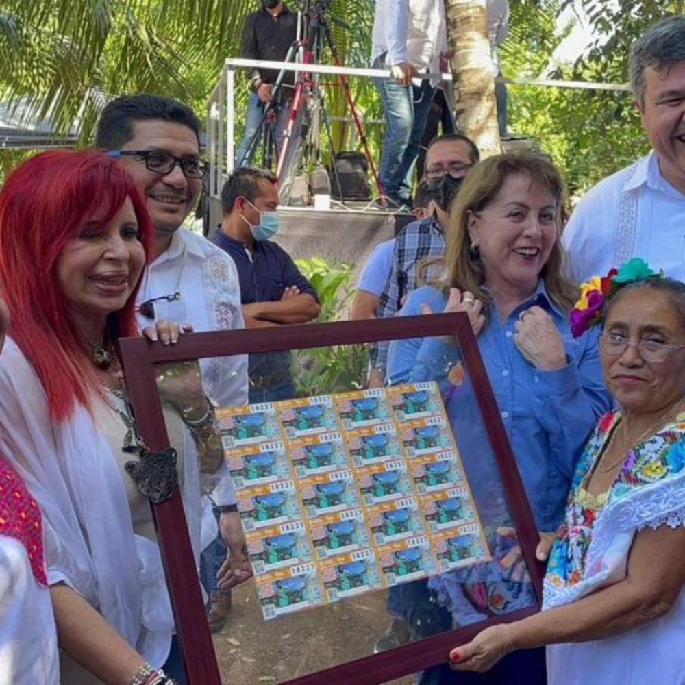 Lottery ticket with image of indigenous woman presented