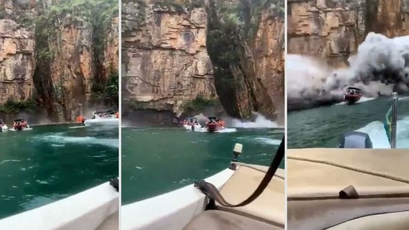 [VIDEO] Impressive detachment of a rock face leaves five dead and 20 missing in Brazil