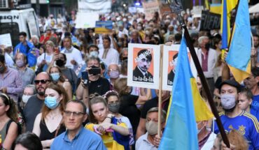 Manifestación en CABA contra la invasión en Ucrania