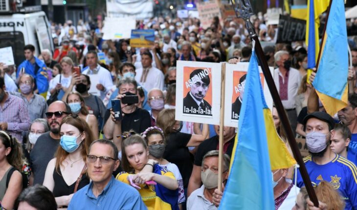 Manifestación en CABA contra la invasión en Ucrania