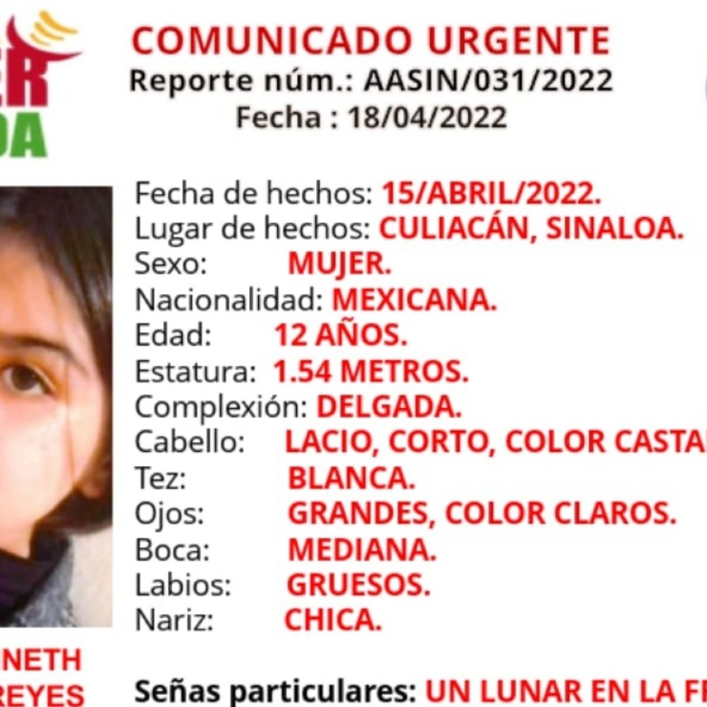 Alexia desapareció al salir de su casa en Culiacán, Sinaloa