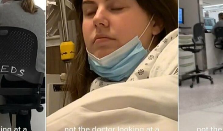 Captan a doctora mirando tutorial en YouTube para una cirugía