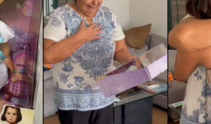 Granny breaks down in tears when she receives the doll she wanted as a child