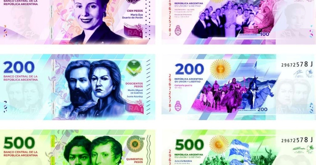 "Heroínas y héroes históricos": cómo serán los nuevos billetes argentinos