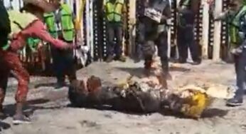 Manifestantes queman piñata de Trump en frontera de Tijuana