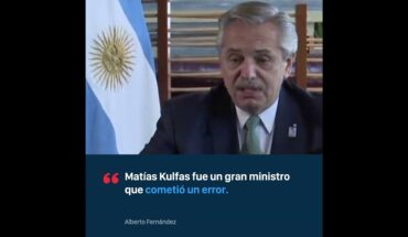 Video: Alberto Fernández, tras la declaración de Matías Kulfas: “Fue un gran ministro que cometió un error”