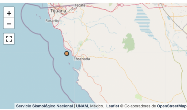 Sismo de 4.6 se registra cerca de Ensenada, Baja California
