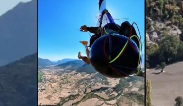 Paratrooper escapes death after becoming entangled in the air within seconds of reaching the ground