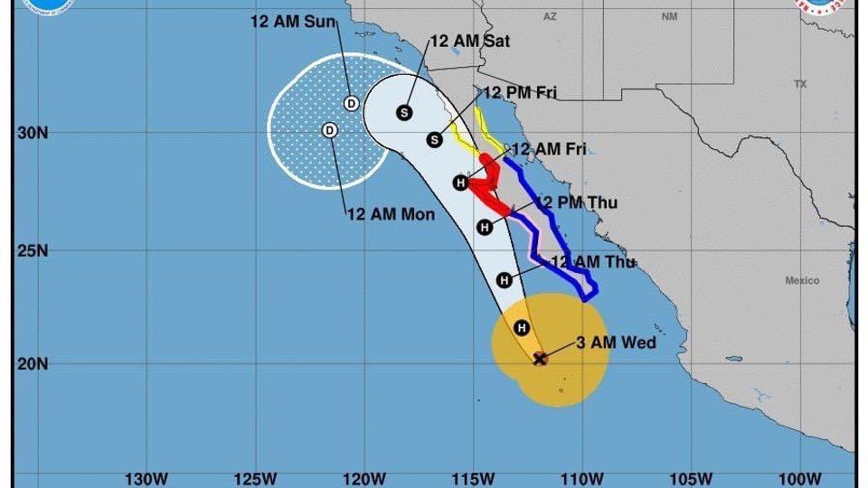 Huracán Kay se fortalece a categoría 2; causará lluvias fuertes en BCS y Sinaloa