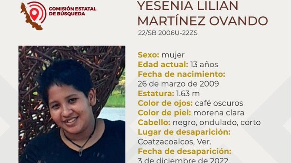 Yesenia, disappeared in Veracruz, is found dead; Stepmother arrested