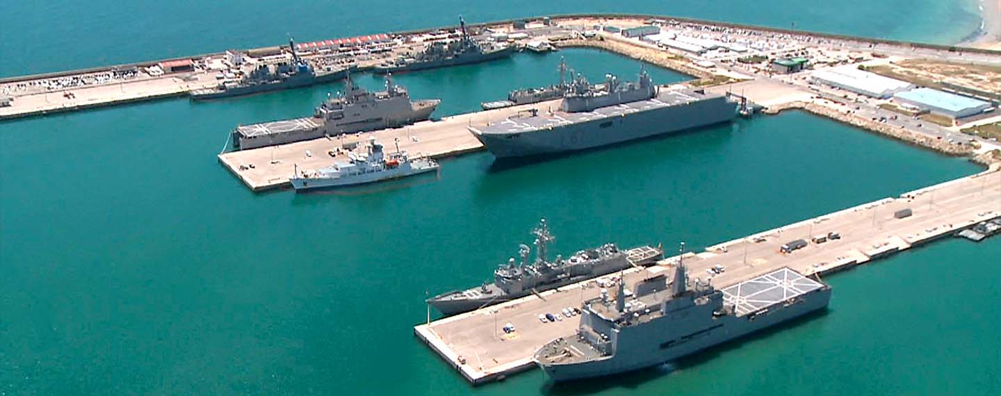 Vista aérea de la base naval de Rota, Cádiz.