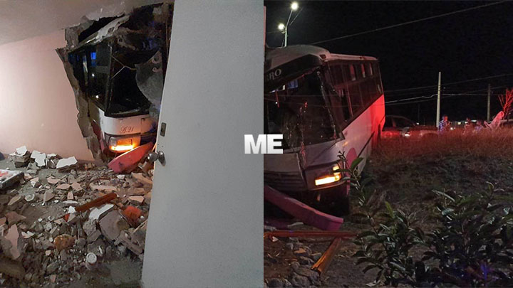 Minibus crashes into house in Hacienda del Sol, Tarímbaro