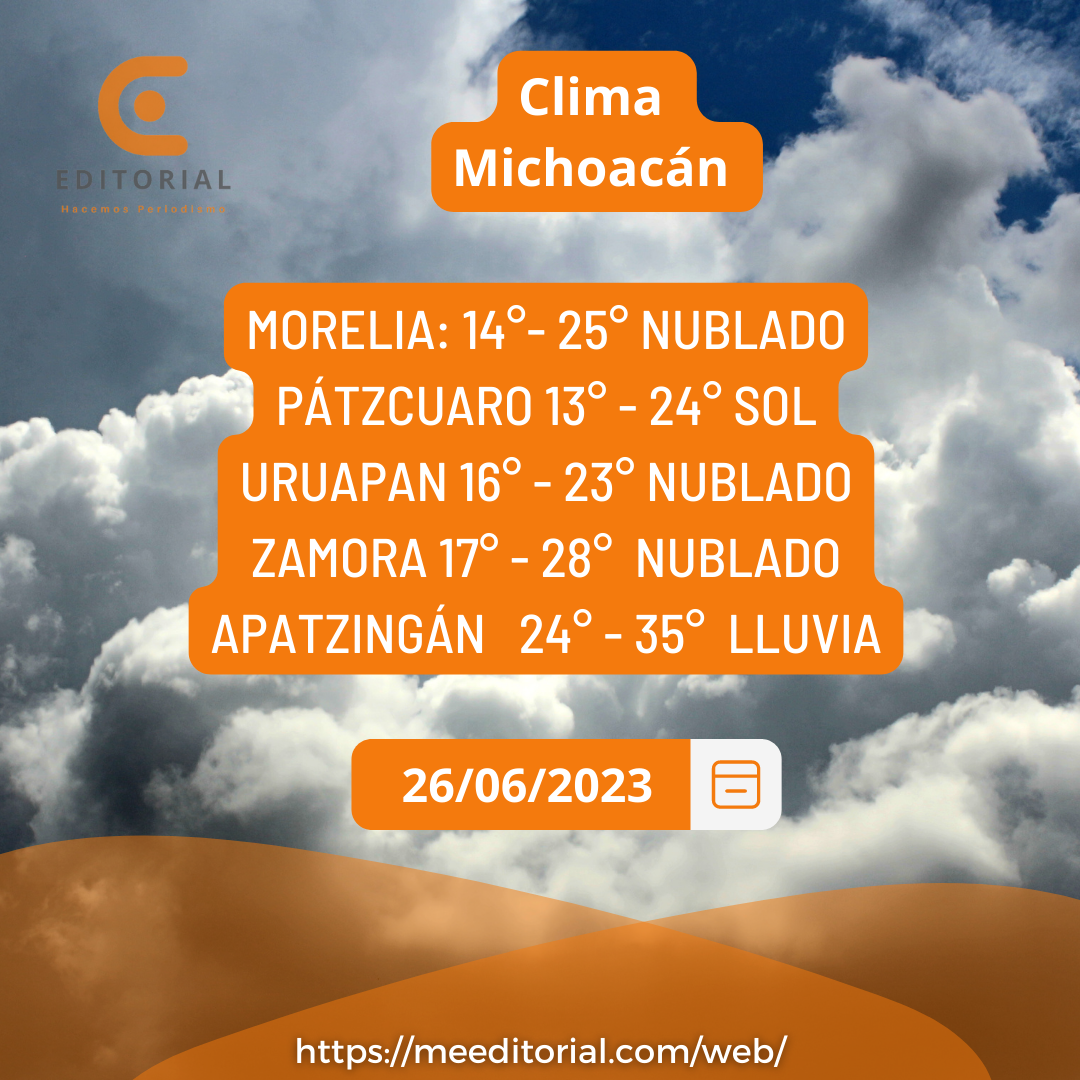 Cielo nublado y posibilidad de lluvias para este lunes en Michoacán