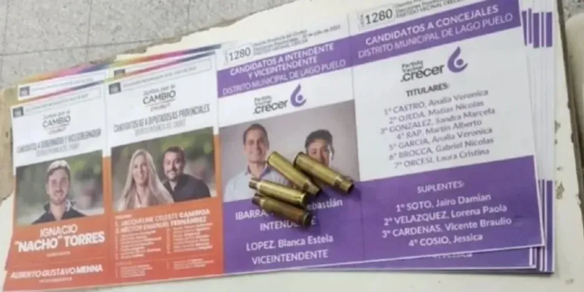 Elecciones en Chubut 2023: encuentran casquillos de bala sobre la boleta de un candidato
