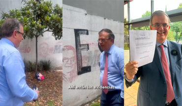 Ebrard goes to the INE to pay a fine; When he leaves he finds painters erasing propaganda