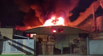 Lujan: casi 30 dotaciones de bomberos combaten un incendio en una maderera