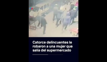 Video: VIOLENTO “ROBO PIRAÑA” I Catorce delincuentes le robaron a una mujer que salía del supermercado