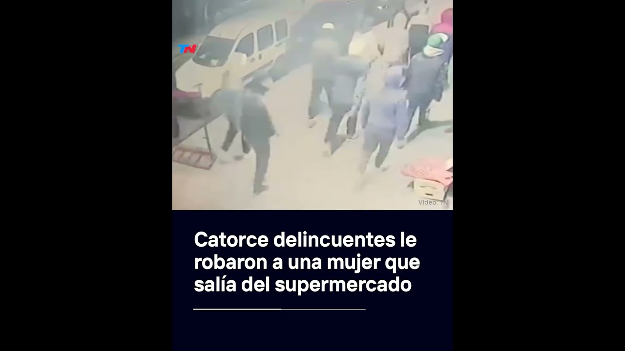 VIOLENTO "ROBO PIRAÑA" I Catorce delincuentes le robaron a una mujer que salía del supermercado