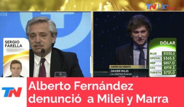 Video: Alberto Fernández denunció penalmente a Javier Milei y Ramiro Marra por la escalada del dólar blue