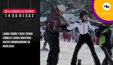 Video: Caídas y pánico: Laura Tobón y Suso aprenden a hacer snowboarding – La Vuelta al Mundo en 80 Risas