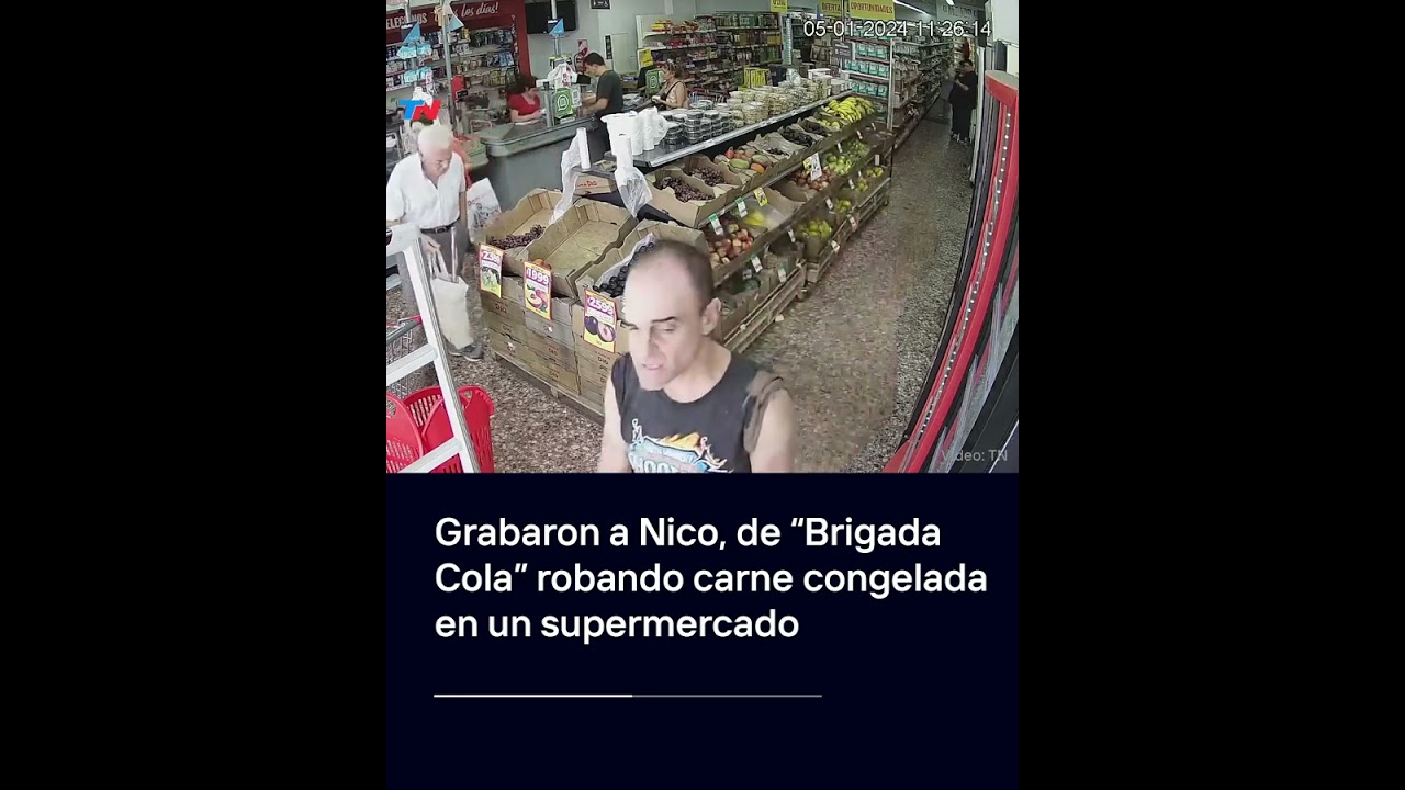 Grabaron a Nico, de "Brigada Cola", robando carne congelada en un supermercado I #Shorts