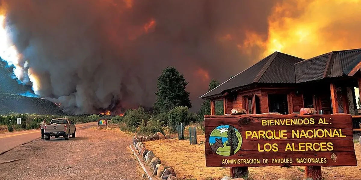 Incendio en el Parque Nacional Los Alerces: Despliegan operativo ante previsiones de tormentas eléctricas