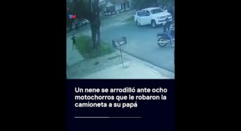 Video: ROBO PIRAÑA I Un nene se arrodilló ante ocho motochorros que le robaron la camioneta a su papá