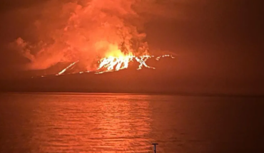 A volcano in the archipelago on a Galapagos island erupted