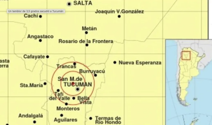 Un sismo de 3,5 grados sacudió Tucumán